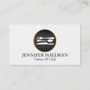 Modern Gold & Black Catering, Restaurant, Chef Business Card