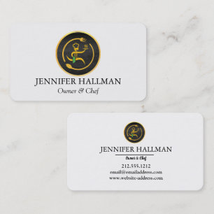 Modern Gold & Black Catering, Restaurant, Chef Business Card