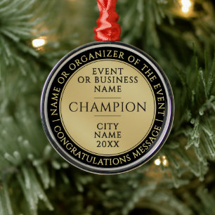 Modern Gold Black Champion Medal Business Prize Metal Ornament