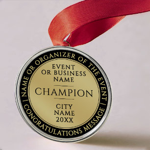 Modern Gold Black Champion Medal Business Prize Metal Ornament