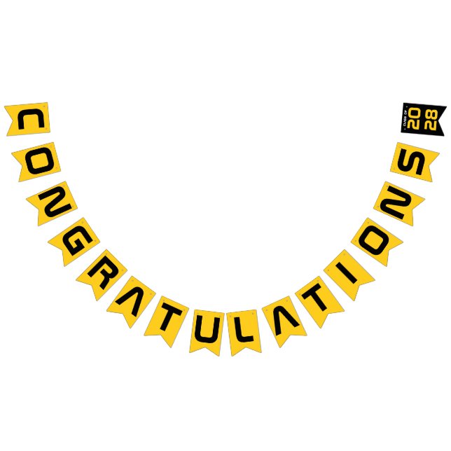 Modern Gold Black Congratulations Graduation Party Bunting (All)