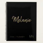 Modern Gold Black Elegant Monogram 2023 Planner<br><div class="desc">Add your monogram initials,  name and year to this elegant gold and black 2023 planner.</div>