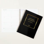 Modern gold black elegant professional business planner<br><div class="desc">Modern elegant black and gold personal,  business planner.
Add your own name and text at the front to personalise.</div>