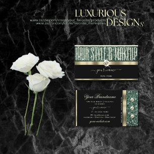Modern Gold Black Forest Green Glitter Diamonds Business Card