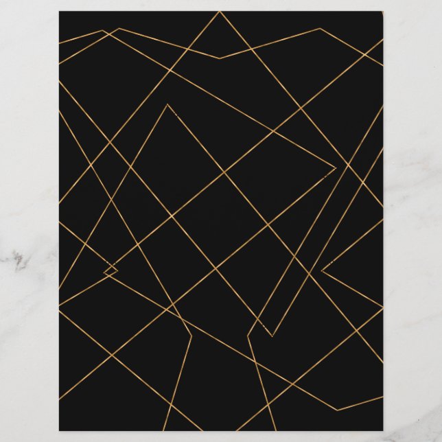 Modern Gold & Black Geometric Strokes Design Custom Letterhead (Front)