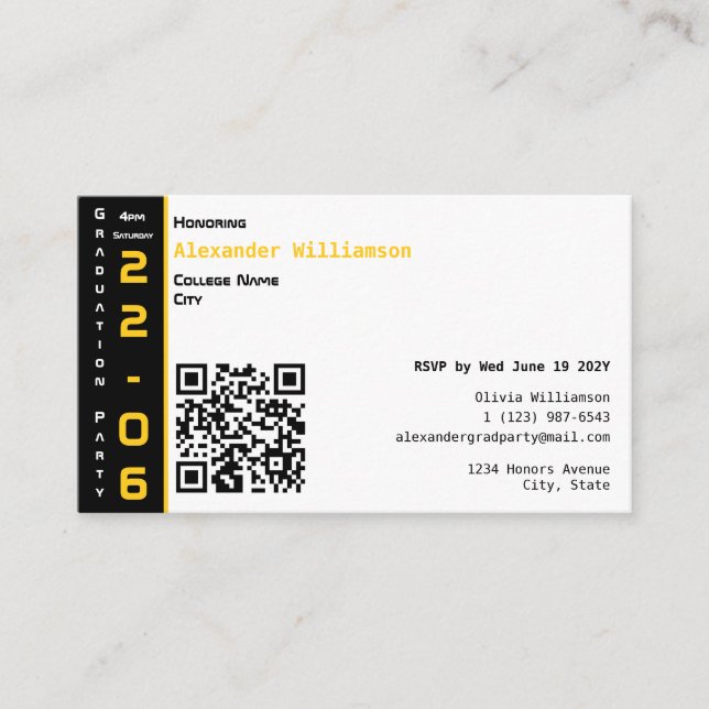 Modern Gold Black Graduation Party Enclosure Card (Front)