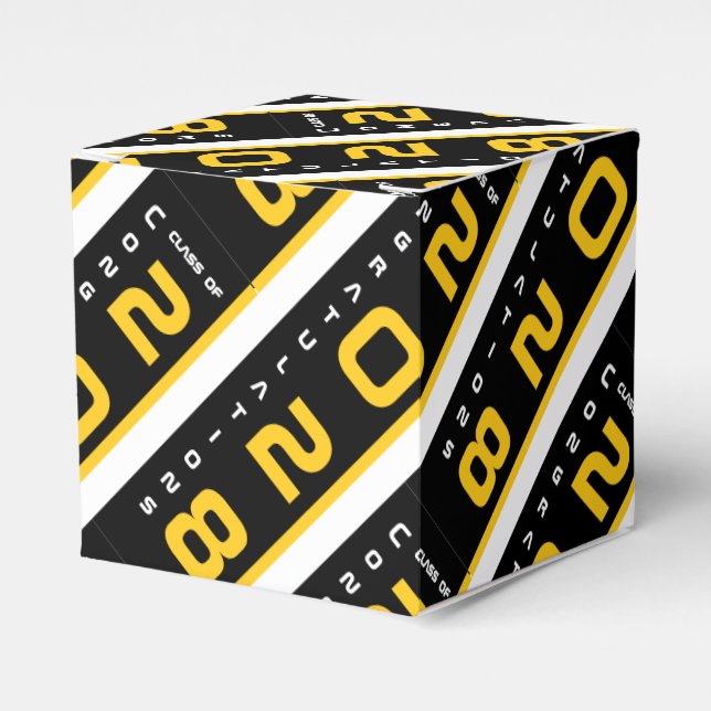 Modern Gold Black Graduation Party Favour Box (Front Side)