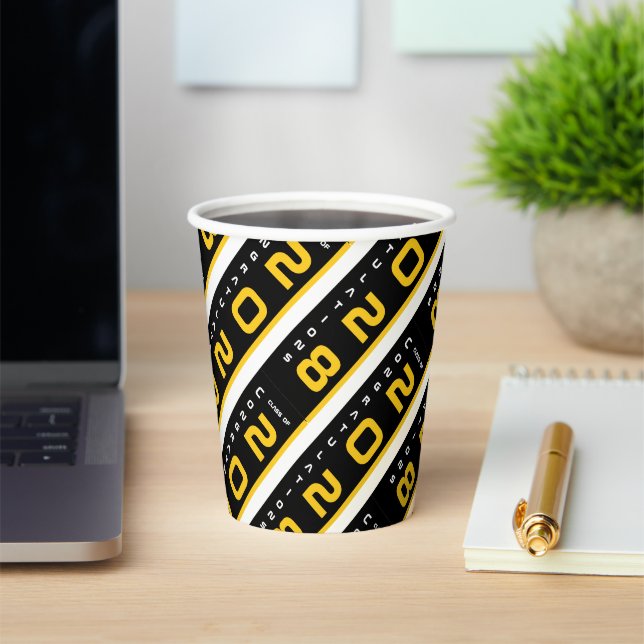Modern Gold Black Graduation Party Paper Cups (Insitu)