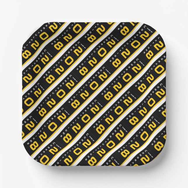 Modern Gold Black Graduation Party Paper Plate (Front)