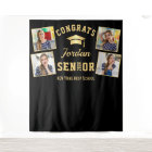 Modern Gold Black Graduation Photo Booth Backdrop