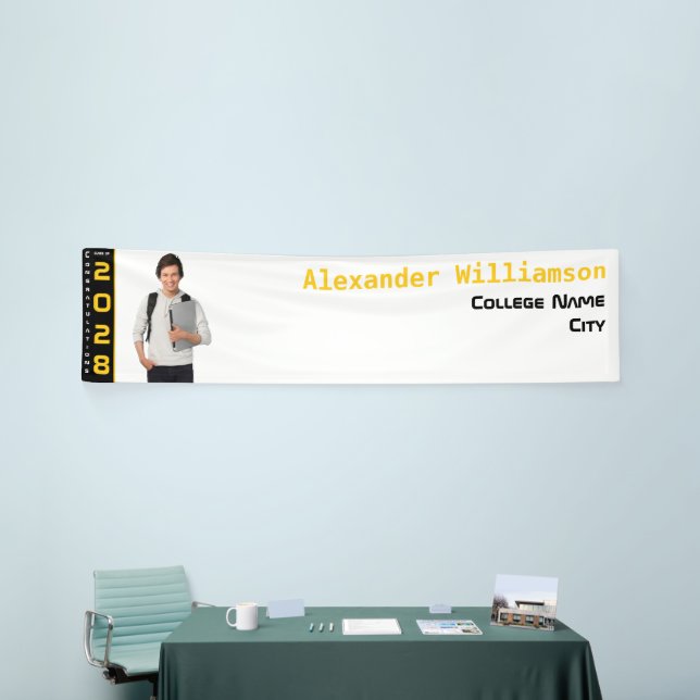 Modern Gold Black Graduation Photo Party Banner (Tradeshow)