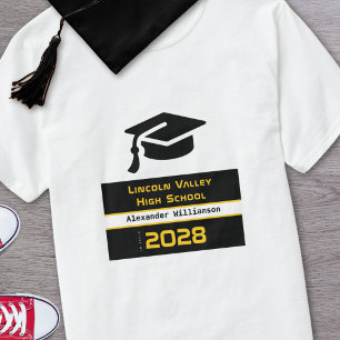 Modern Gold Black High School Graduation Class of T-Shirt