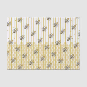 Modern Gold & Black Honey Bee Hive Tissue Paper