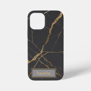 Modern Gold & black Marble  Minimalist Luxury  iPhone 12 Mini Case