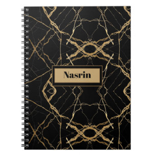 Modern Gold & black Marble Minimalist Luxury Notebook