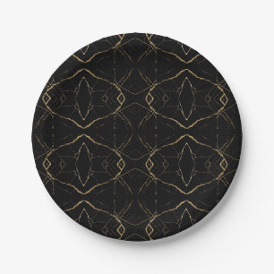 Modern Gold & black Marble Minimalist Luxury Paper Plate