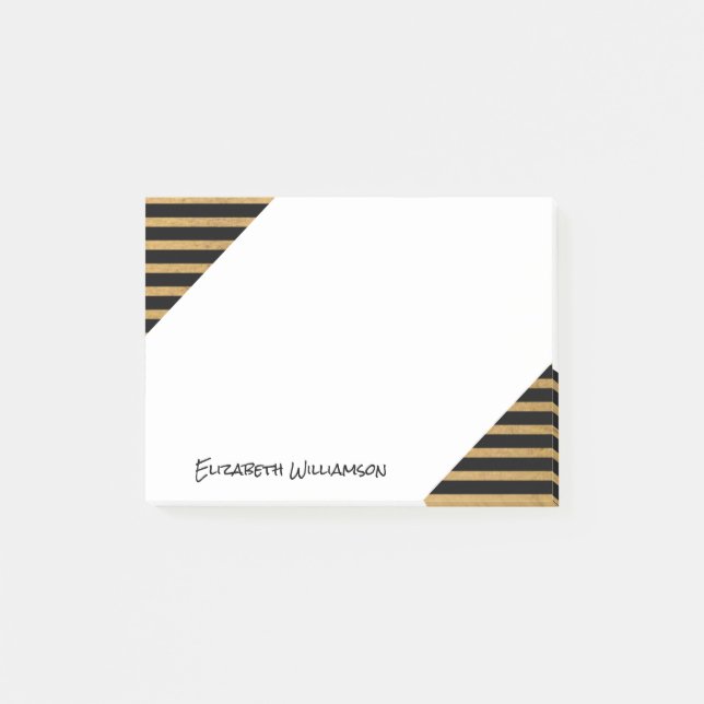 Modern Gold Black Monogram Office Desk Sticky Note (Front)