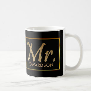 Modern gold & black Mr. personalised wedding Coffee Mug