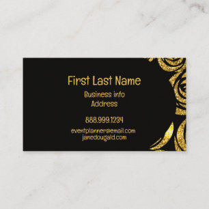 Modern Gold Black Rose Elegant  Business Card