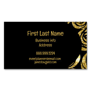 Modern Gold Black Rose Elegant  Magnetic Business Card