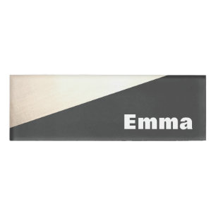 Modern Gold Black Salon Employee  Name Tag Badge