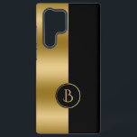 Modern Gold & Black Stripe Geometric Design 2 Samsung Galaxy Case<br><div class="desc">Modern gold and black split screen geometric design with a custom monogram.</div>