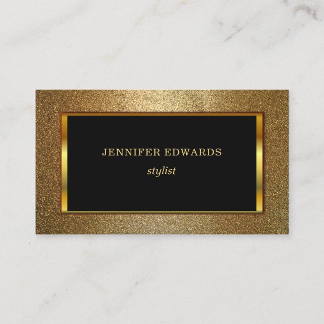 Modern Gold & black stylish chic professional Business Card (Front)