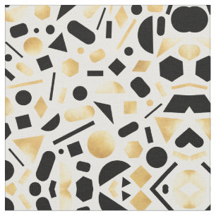 Modern Gold Black White Geometric Shapes Pattern Fabric