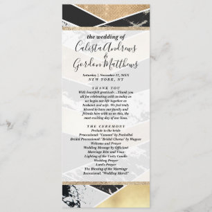 Modern Gold Black White Glitter Marble Geometric Program