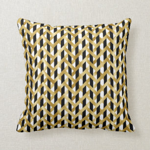 Modern gold black white weave symmetrical elegant cushion