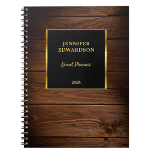 Modern gold black wood professional business notebook