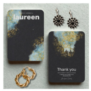 Modern Gold Blue Earring Display Business Card