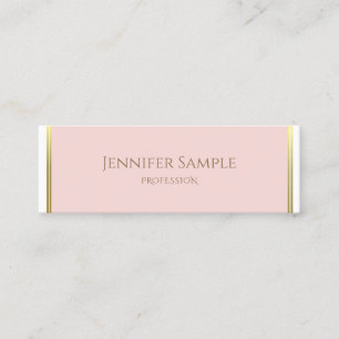 Modern Gold Blush Pink White Luxury Template Chic Mini Business Card