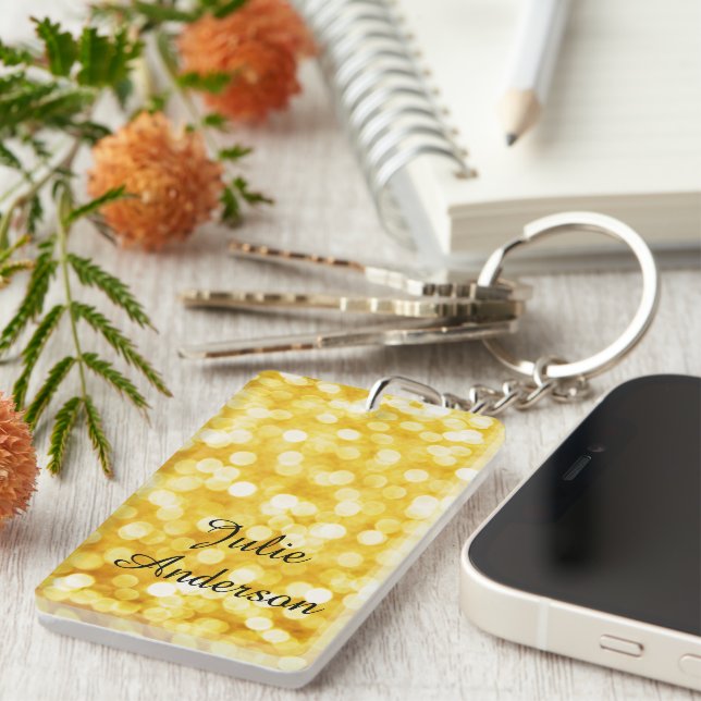 Modern Gold Bokeh Acrylic Keychain (Front Right)
