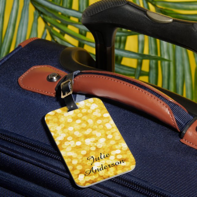 Modern Gold Bokeh Luggage Tag (Front Insitu 1)