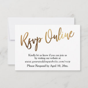 Modern Gold & Bokeh RSVP Online Casual Handwriting Card