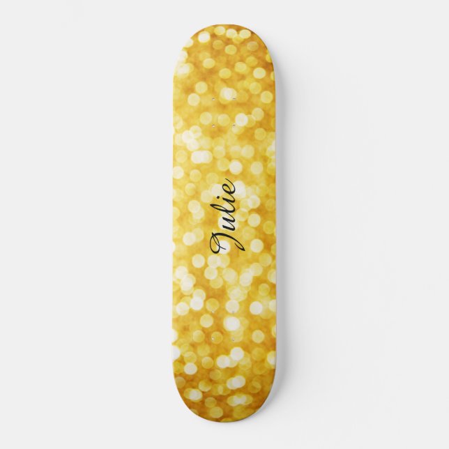 Modern Gold Bokeh Skateboard (Front)