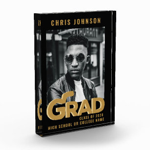 Modern Gold Bold Typography Minimal Graduation Photo Block