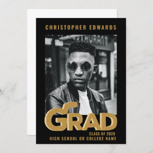 Modern Gold Bold Typography Photo Graduation Announcement