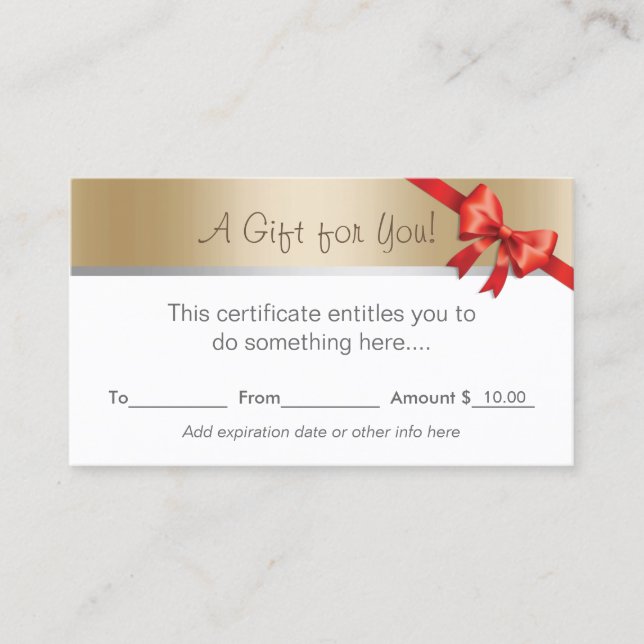 Modern Gold Border Beauty Salon Gift Certificate (Front)