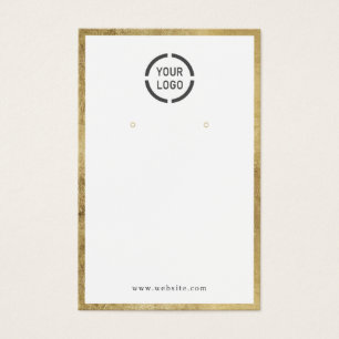 Modern gold border custom logo earring display