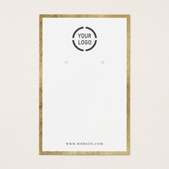 Modern gold border custom logo earring display (Front)