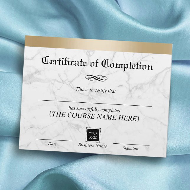 Modern Gold Border Marble Certificate Completion (Creator Uploaded)