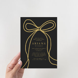 Modern Gold Bow Graduation Party Invitation