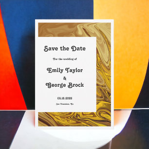 Modern Gold Brown Terracotta Abstract Art Wedding Save The Date