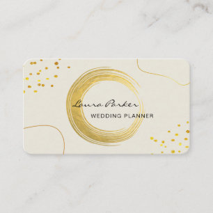 Modern Gold Brush Paint Stroke Elegant Minimal Business Card