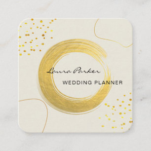 Modern Gold Brush Paint Stroke Elegant Minimal Square Business Card