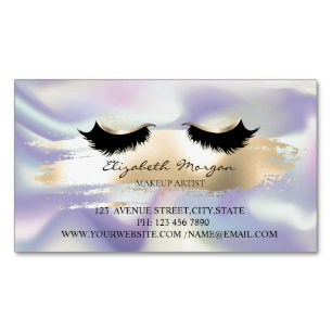 Modern Gold Brush Stroke,Holographic Faux Lashes Magnetic Business Card