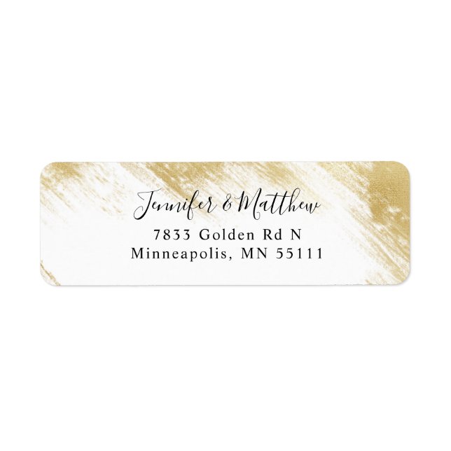Modern Gold Brush Stroke Return Address Label (Front)