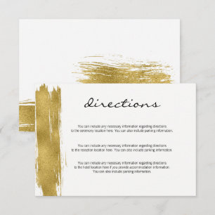 Modern Gold Brushstroke Directions Enclosure Card